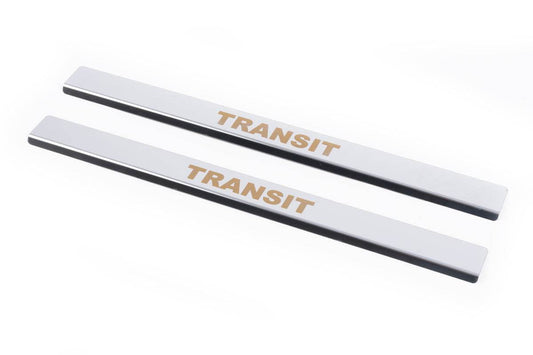 Door sills Carmos V1 (2 pcs, stainless steel) for Ford Transit 2000-2014 - Reelken Auto