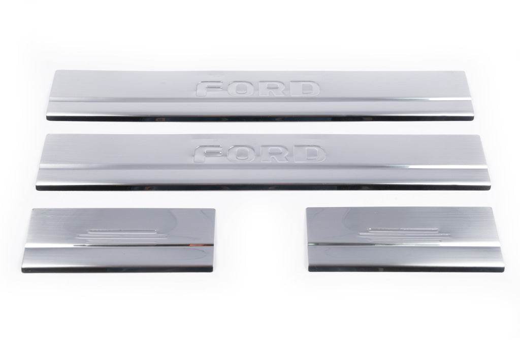 Door sills Carmos V1 (4 pcs, stainless steel) for Ford Kuga 2008-2013 - Reelken Auto