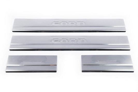 Door sills Carmos V1 (4 pcs, stainless steel) for Ford Kuga 2008-2013 - Reelken Auto