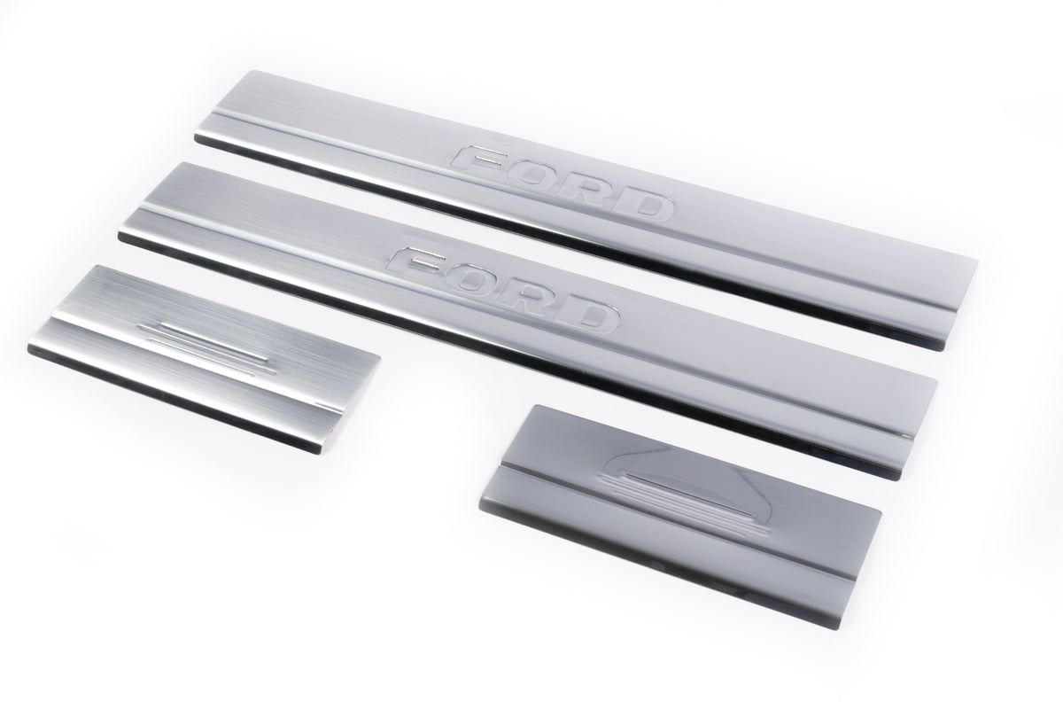 Door Sill Protectors Carmos V1 (4 pcs, Stainless Steel) for Ford Kuga 2008-2013 - image 1