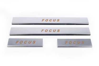 Door sills Carmos V1 (4 pcs, stainless steel) for Ford Focus I 1998-2005 - Reelken Auto