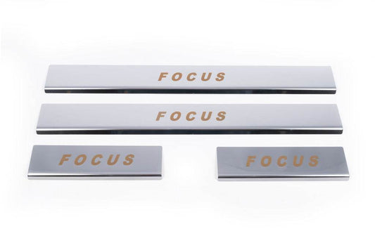 Door sills Carmos V1 (4 pcs, stainless steel) for Ford Focus I 1998-2005 - Reelken Auto