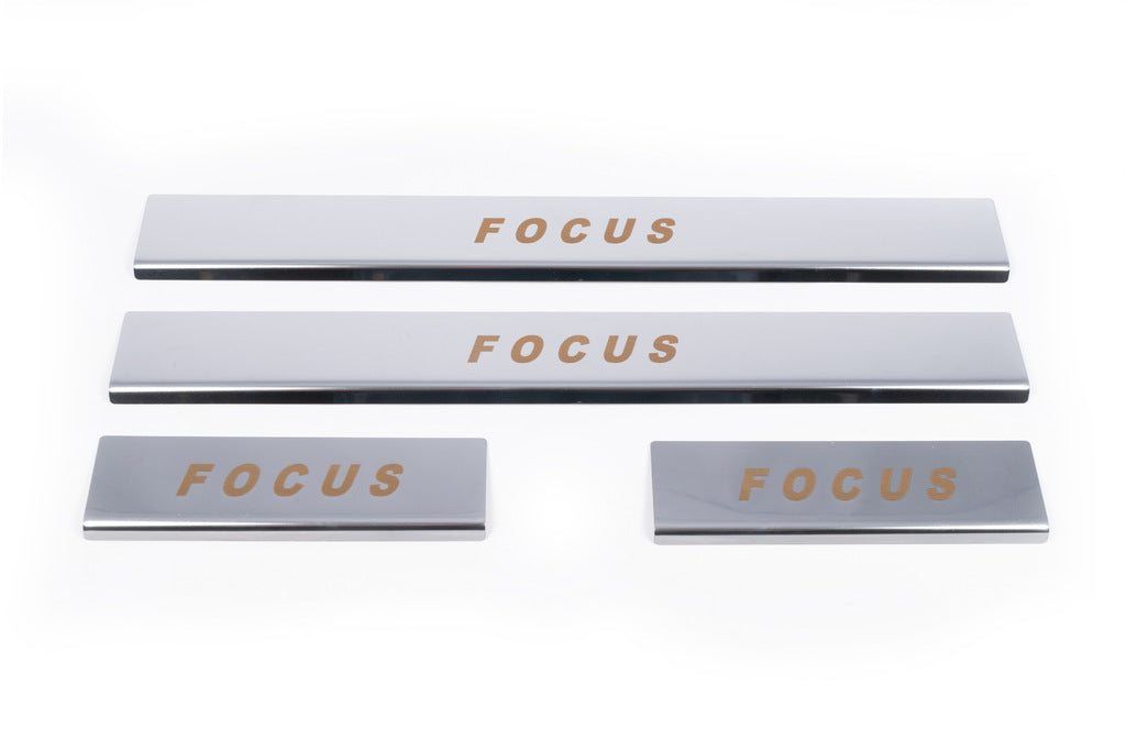 Door Sill Protectors Carmos V1 (4 pcs, Stainless Steel) for Ford Focus I 1998-2005 - image 2