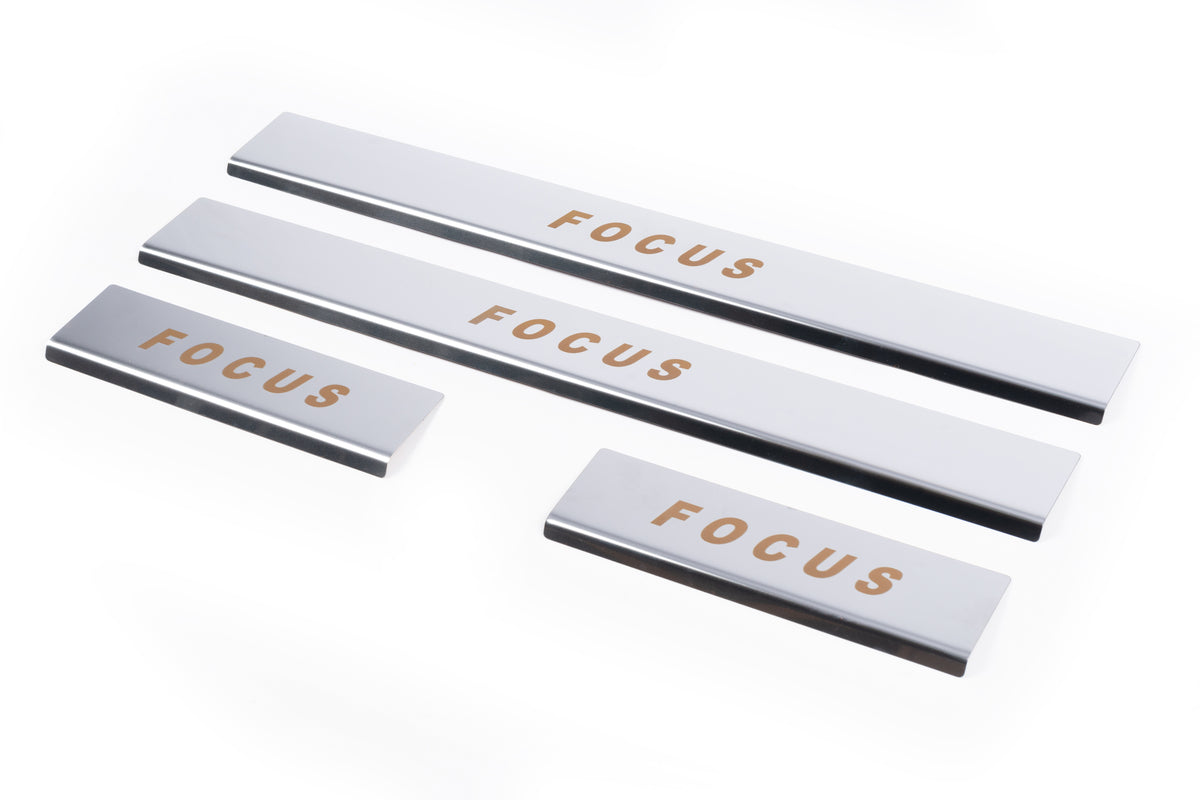 Door Sill Protectors Carmos V1 (4 pcs, Stainless Steel) for Ford Focus I 1998-2005 - image 1