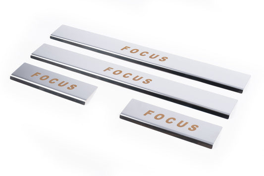Door Sill Protectors Carmos V1 (4 pcs, Stainless Steel) for Ford Focus I 1998-2005 - image 1