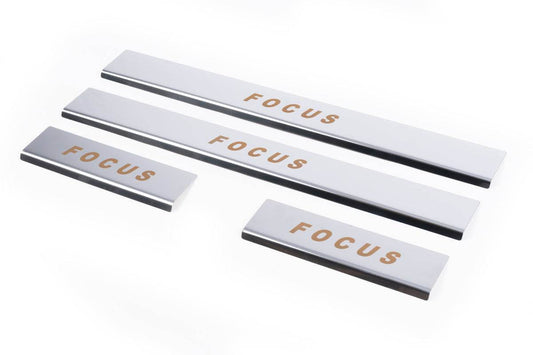 Door sills Carmos V1 (4 pcs, stainless steel) for Ford Focus I 1998-2005 - Reelken Auto