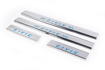 Door sills blue (Carmos, 4 pieces, stainless.) for Honda Civic 1995-2001 - Reelken Auto