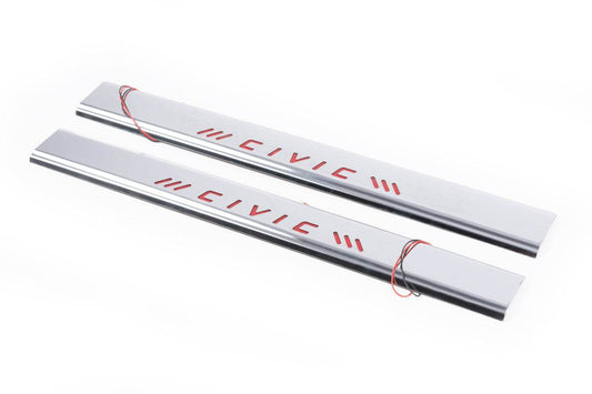Door sills red (Carmos, 2 pieces, stainless.) for Honda Civic 1995-2001 - Reelken Auto