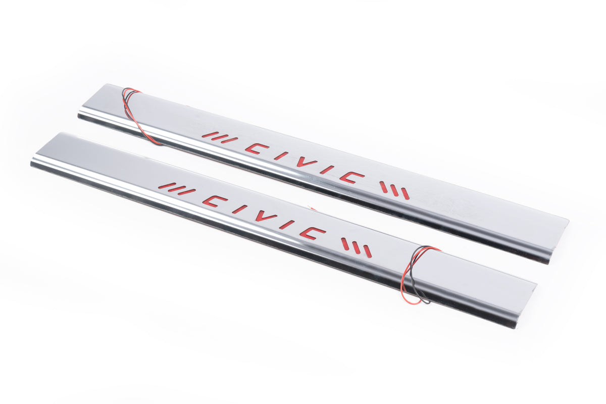 Red Door Sill Covers (Carmos, 2 pcs, Stainless Steel) for Honda Civic 1995-2001 - image 1