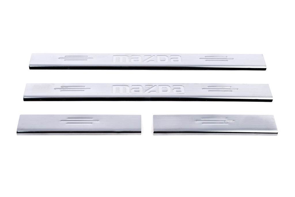 Carmos sill plate (4 pcs., stainless steel) V-1 for Mazda 6 2003-2008 - Reelken Auto
