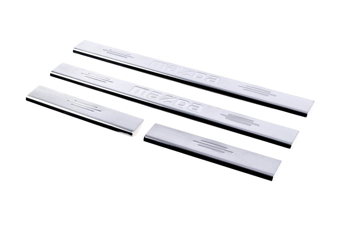 Carmos sill plate (4 pcs., stainless steel) V-1 for Mazda 6 2003-2008 - Reelken Auto
