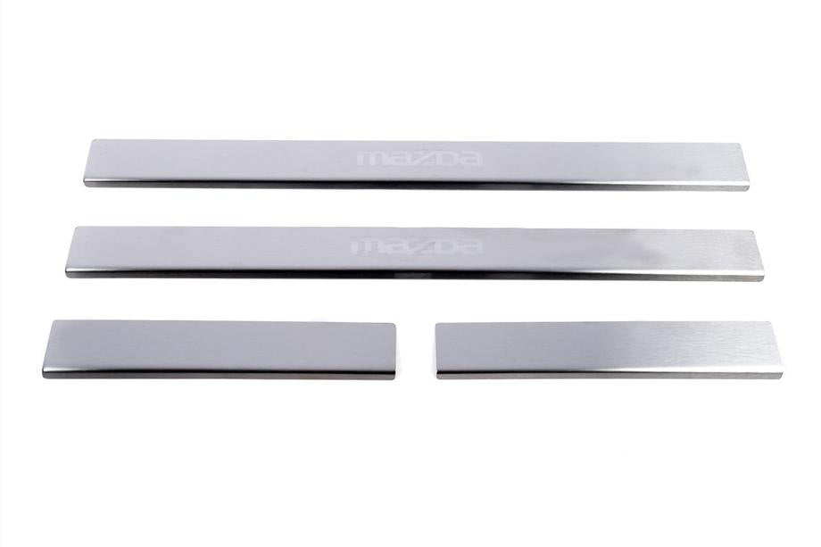 Door Sill Cover Carmos (4 pcs, Stainless Steel) V-2 for Mazda 2 2007-2014 - image 1