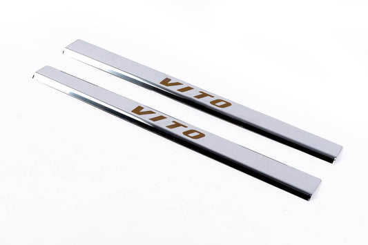 Door sills Vip-style (2 pieces, stainless steel) for Mercedes Vito W638 1996-2003 - Reelken Auto