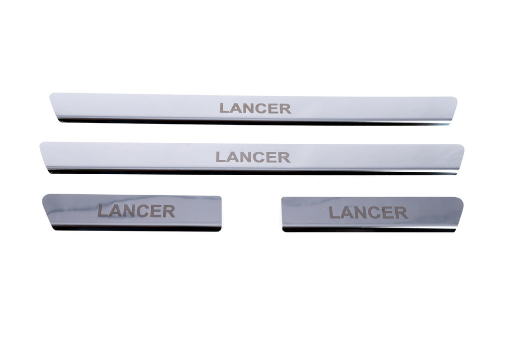 Stainless Steel Door Sill Protectors Carmos V1 (4 pcs) for Mitsubishi Lancer 9 2004-2008 - image 2