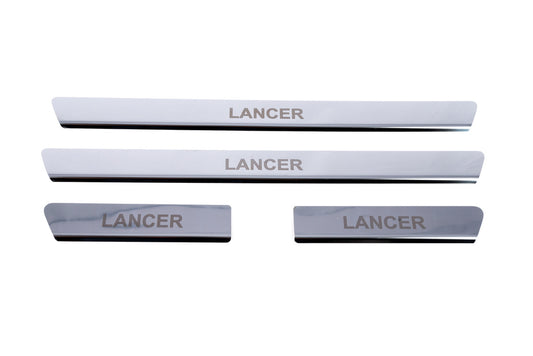 Stainless Steel Door Sill Protectors Carmos V1 (4 pcs) for Mitsubishi Lancer 9 2004-2008 - image 2