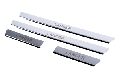 Stainless Steel Door Sill Protectors Carmos V1 (4 pcs) for Mitsubishi Lancer 9 2004-2008 - image 1