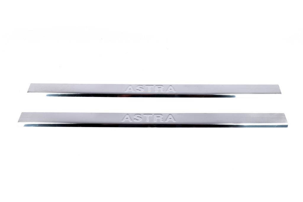 Door sills Carmos (Coupe, 2 pieces, stainless.) for Opel Astra G classic 1998-2012 - Reelken Auto