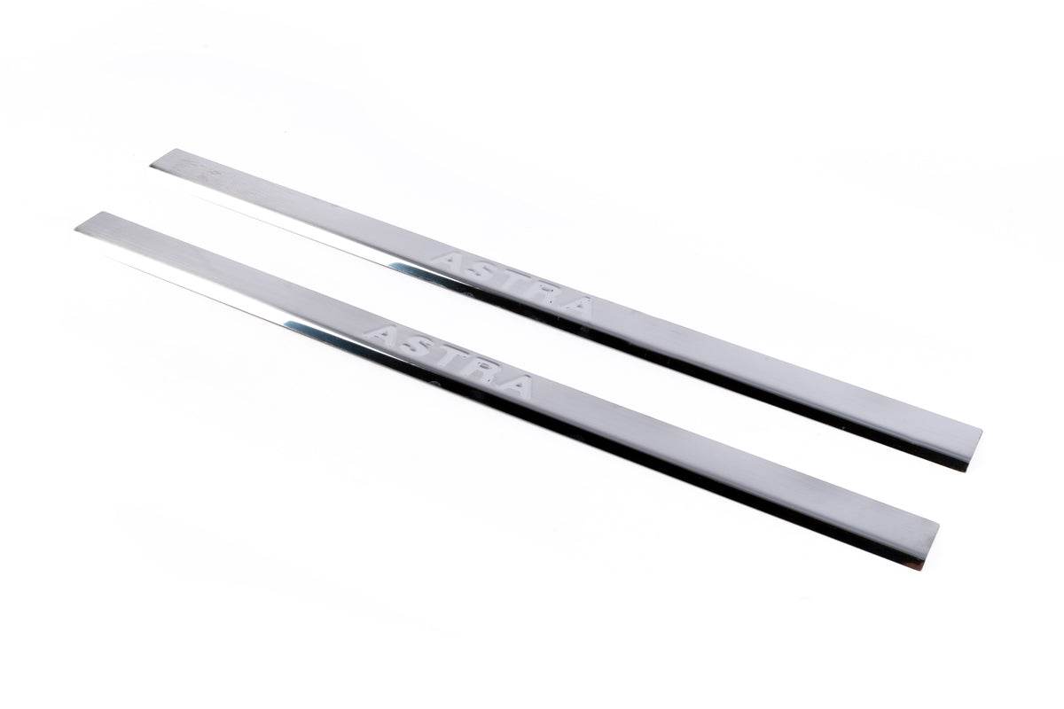 Door sills Carmos (Coupe, 2 pieces, stainless.) for Opel Astra G classic 1998-2012 - Reelken Auto