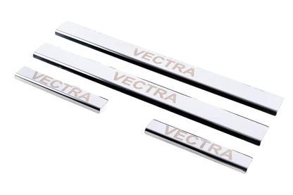 Door Sill Protectors (Carmos, 4 pcs, Stainless Steel) for Opel Vectra C 2002-2008 - image 1