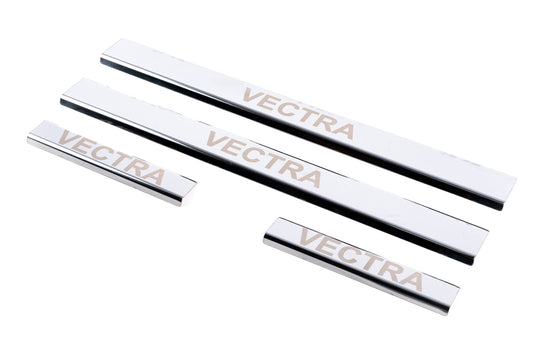 Door Sill Protectors (Carmos, 4 pcs, Stainless Steel) for Opel Vectra C 2002-2008 - image 1