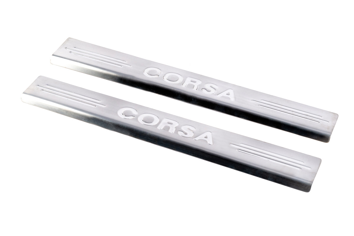 Door Sill Protectors Carmos V2 (2 pcs, Stainless Steel) for Opel Corsa C 2000-2006 - image 1