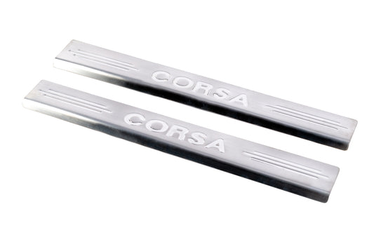 Door Sill Protectors Carmos V2 (2 pcs, Stainless Steel) for Opel Corsa C 2000-2006 - image 1