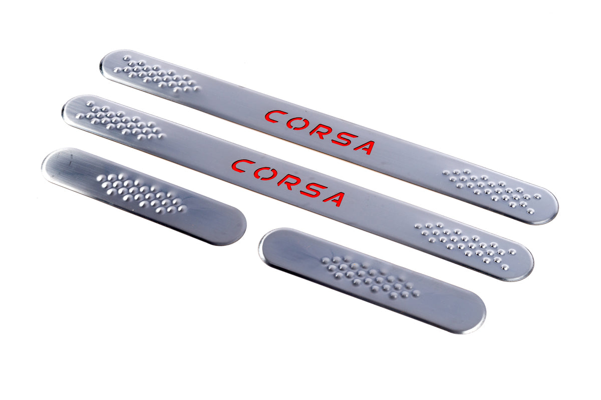 Door Sill Protectors Carmos V1 (4 pcs, Stainless Steel) for Opel Corsa C 2000-2006 - image 1