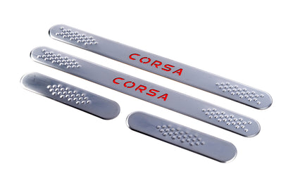 Door Sill Protectors Carmos V1 (4 pcs, Stainless Steel) for Opel Corsa C 2000-2006 - image 1
