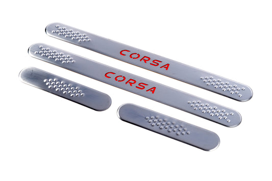 Door Sill Protectors Carmos V1 (4 pcs, Stainless Steel) for Opel Corsa C 2000-2006 - image 1