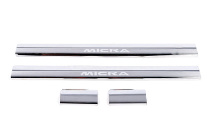 Carmos Door Sill Protectors (4 pcs, Stainless Steel) for Nissan Micra K12 2003-2010 - image 2