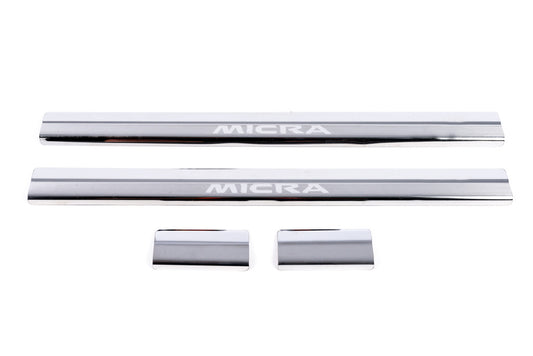 Carmos Door Sill Protectors (4 pcs, Stainless Steel) for Nissan Micra K12 2003-2010 - image 2