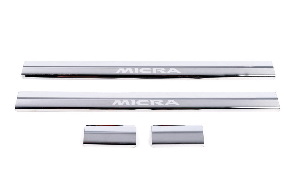 Carmos Door Sill Protectors (4 pcs, Stainless Steel) for Nissan Micra K12 2003-2010 - image 2
