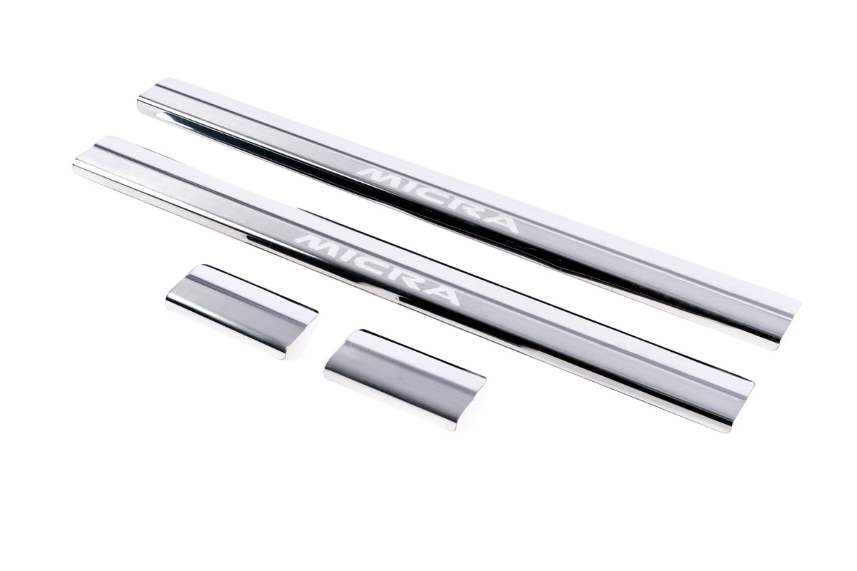 Carmos Door Sill Protectors (4 pcs, Stainless Steel) for Nissan Micra K12 2003-2010 - image 1