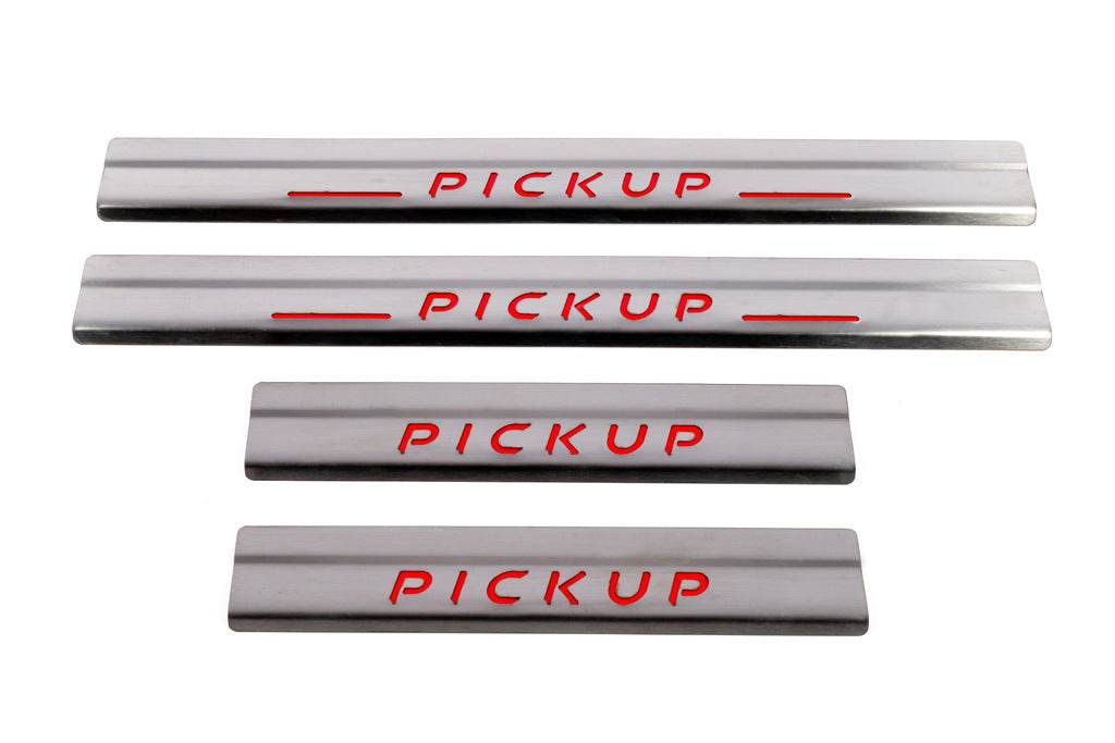 Door sills Carmos V1 (4 pcs, stainless steel) for Nissan NP300 1999-2015 - Reelken Auto