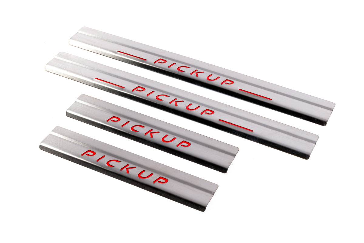 Door sills Carmos V1 (4 pcs, stainless steel) for Nissan NP300 1999-2015 - Reelken Auto