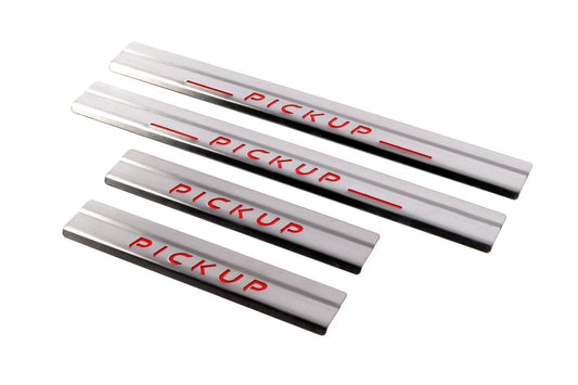 Door sills Carmos V1 (4 pcs, stainless steel) for Nissan NP300 1999-2015 - Reelken Auto