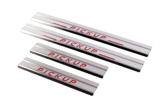 Door Sill Protectors Carmos V1 (4 pcs, Stainless Steel) for Nissan NP300 1999-2015 - image 1