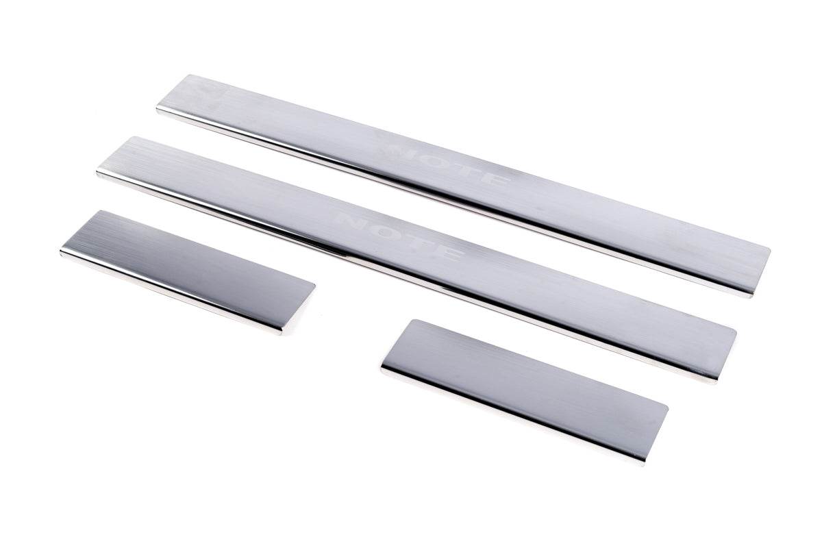 Door sills Carmos (4 pieces, stainless.) for Nissan Note 2004-2012 - Reelken Auto