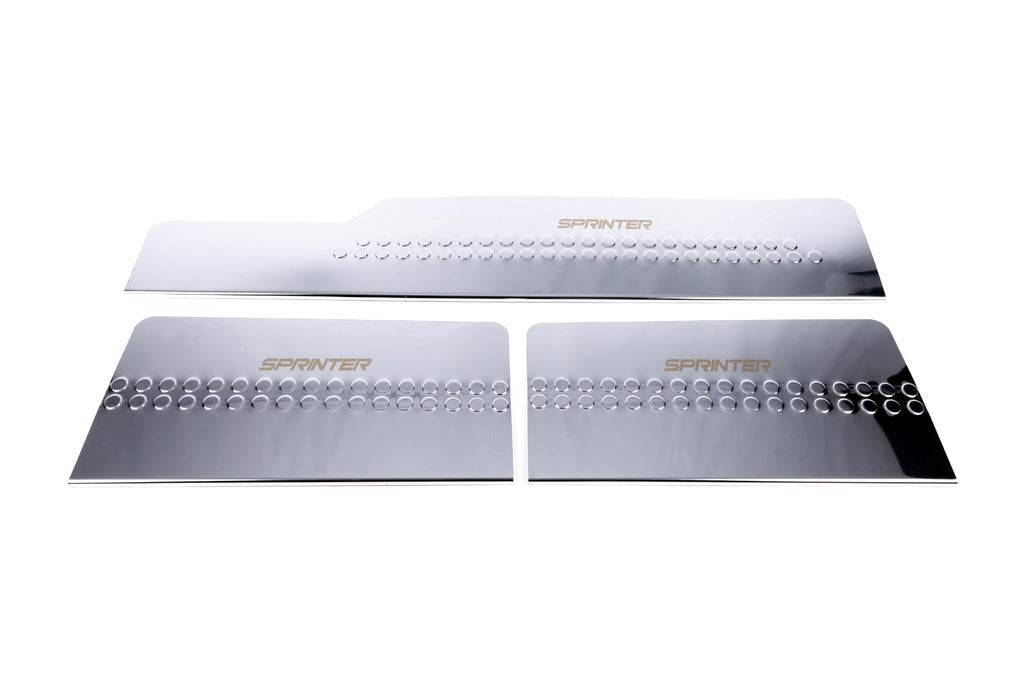 Interior door sills Carmos V1 (3 pcs, stainless steel) for Mercedes Sprinter W901/902/903/904/905 1995-2006 - Reelken Auto