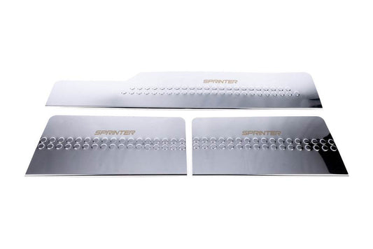 Interior door sills Carmos V1 (3 pcs, stainless steel) for Mercedes Sprinter W901/902/903/904/905 1995-2006 - Reelken Auto