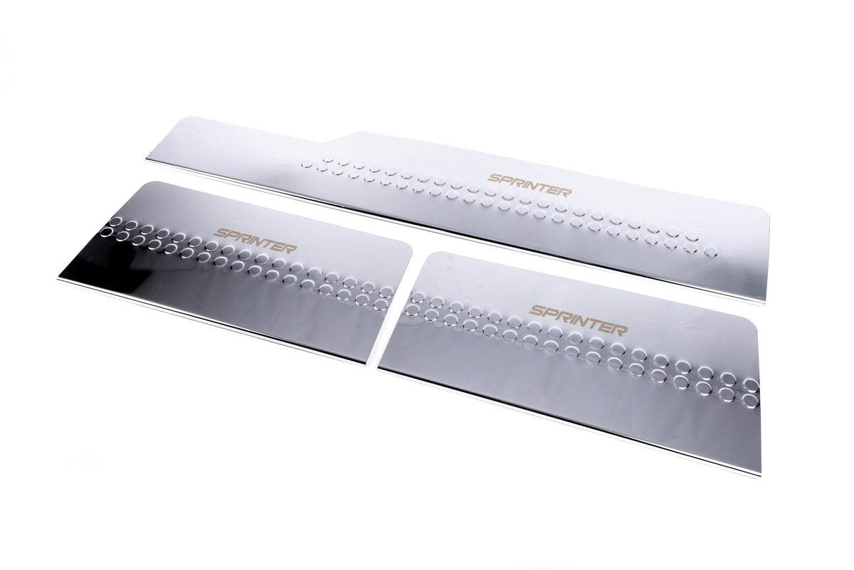 Interior door sills Carmos V1 (3 pcs, stainless steel) for Mercedes Sprinter W901/902/903/904/905 1995-2006 - Reelken Auto