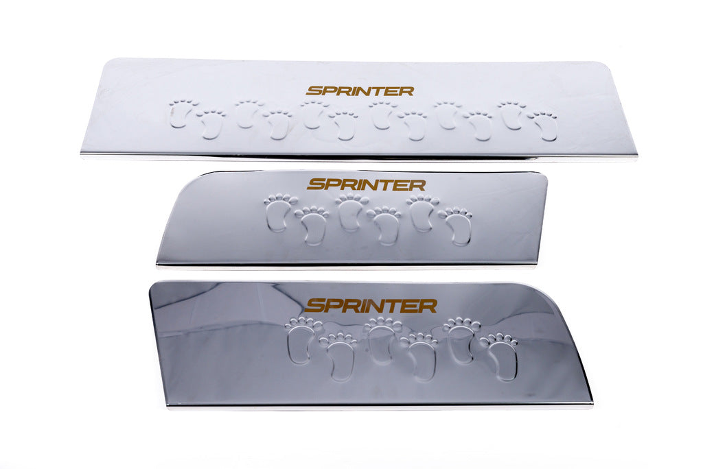 Interior door sill protectors Carmos V2 (3 pcs, stainless steel) for Mercedes Sprinter W906 2006-2018 - image 2
