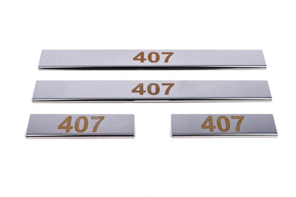 Door sills (Carmos V1, 4 pieces, stainless steel) for Peugeot 407 - Reelken Auto