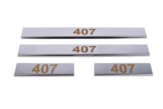 Door sills (Carmos V1, 4 pieces, stainless steel) for Peugeot 407 - Reelken Auto