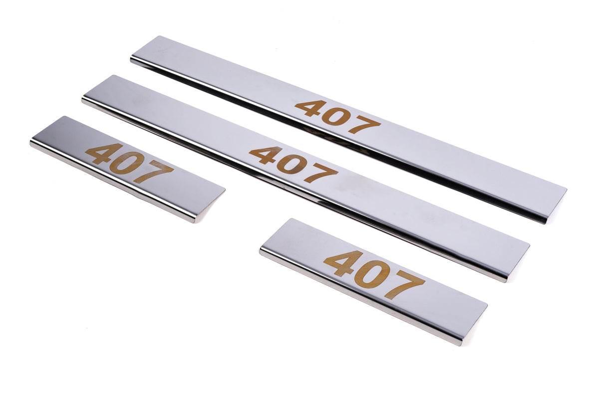 Door sills (Carmos V1, 4 pieces, stainless steel) for Peugeot 407 - Reelken Auto