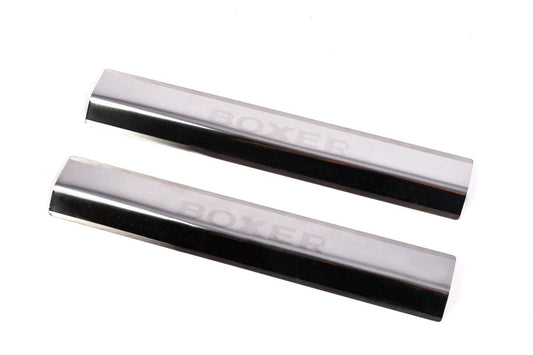 Pads for door sills Laser (2 pieces, stainless.) for Peugeot Boxer 2006-2025 - Reelken Auto