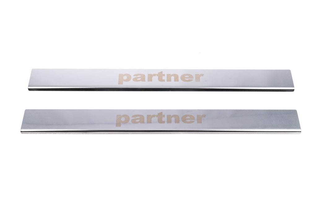 Door sills V1 (Carmos, 2 pcs, steel) for Peugeot Partner 1996-2008 - Reelken Auto