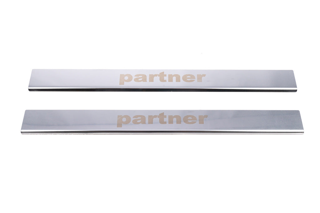 Door Sill Protectors V1 (Carmos, 2 pcs, Stainless Steel) for Peugeot Partner 1996-2008 - image 2