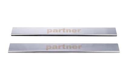 Door Sill Protectors V1 (Carmos, 2 pcs, Stainless Steel) for Peugeot Partner 1996-2008 - image 2