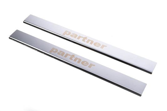 Door sills V1 (Carmos, 2 pcs, steel) for Peugeot Partner 1996-2008 - Reelken Auto